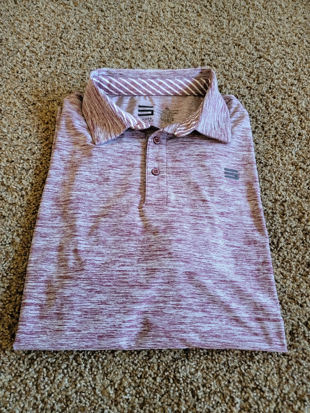 Three Sixty Six Men’s Heathered Maroon Polo Shirt Size XL